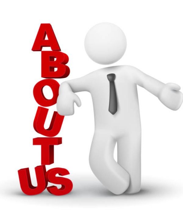3d business man presenting concept of about us isolated white background